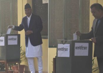 कांग्रेस संसदीय दलको नेता चयनका लागि उमेदवार दुबैले मतदान गरे
