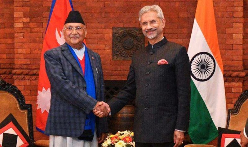 एमाले अध्यक्ष ओली र भारतीय विदेशमन्त्री जयशंकरबिच भेट